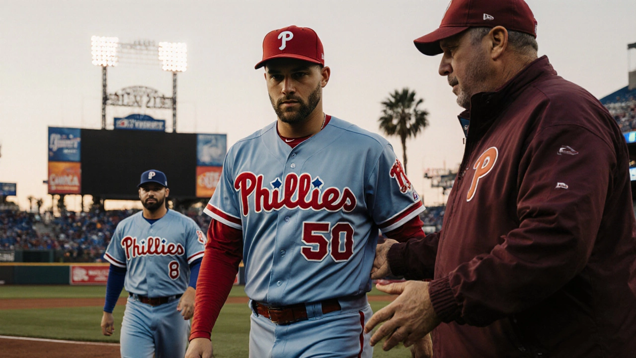 Rob Thomson consoles Orion Kerkering after NLDS walk‑off loss